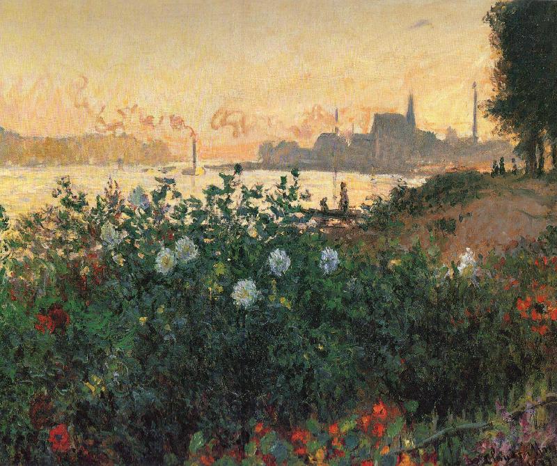 Claude Monet Flowered Riverbank France oil painting art